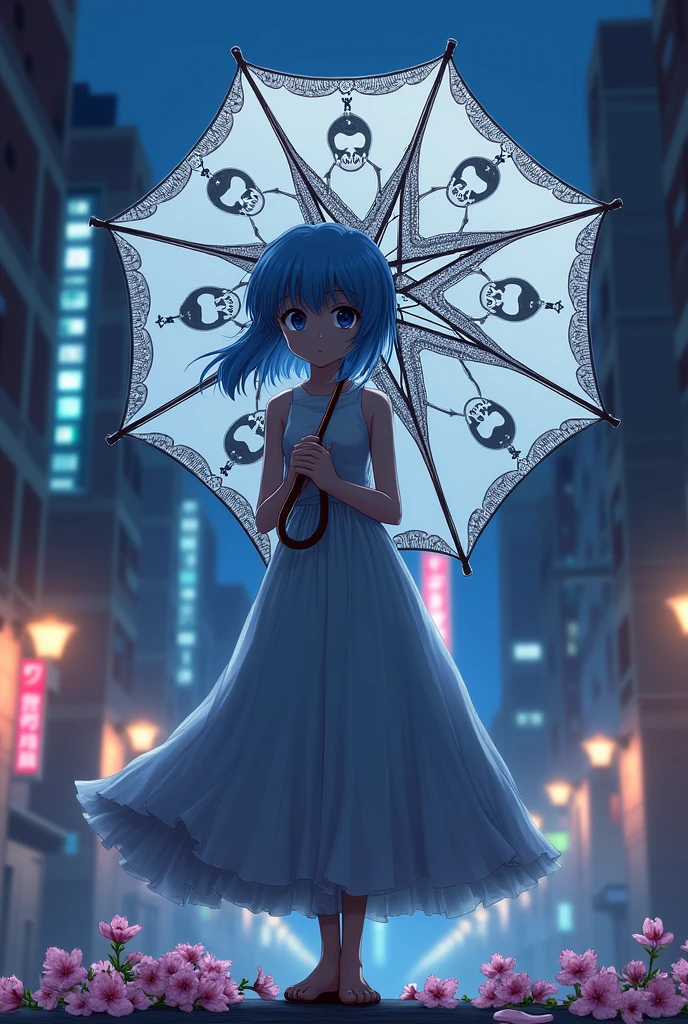 Rei ayanami de neon genesis evagelion com a parasol do skullgirl