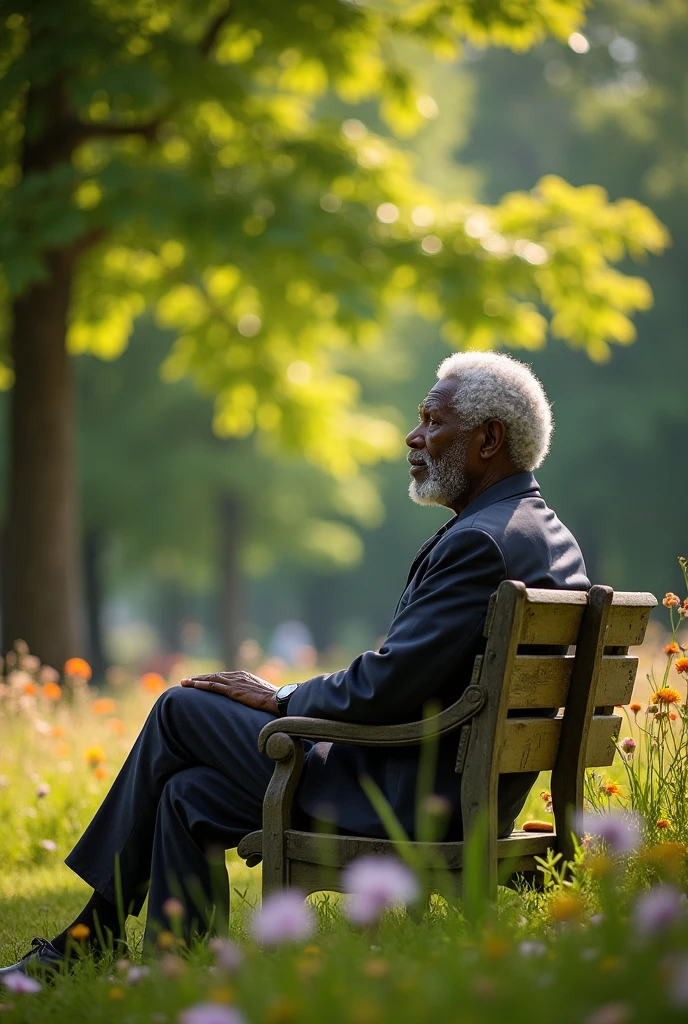 Morgan Freeman sitting thinking