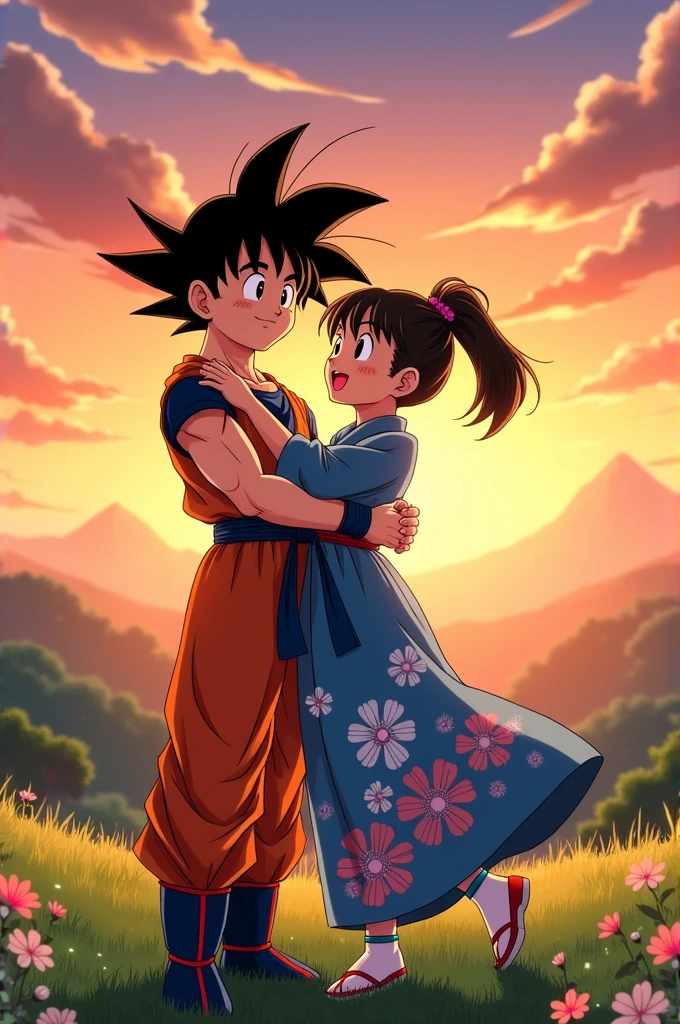 Create me a couple photo of goku and chichi of dragon ball super