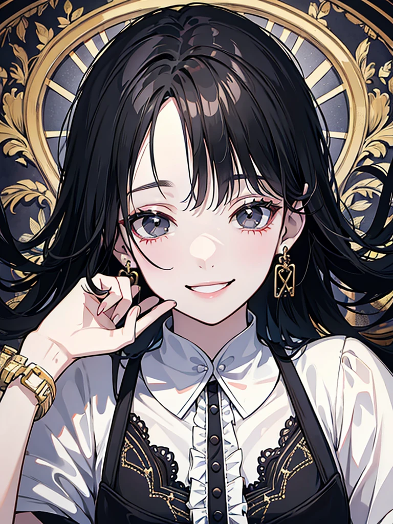 Women, mature, dress, smiles, black hair, black eyes, Surrealism, 8k, super detail, HD