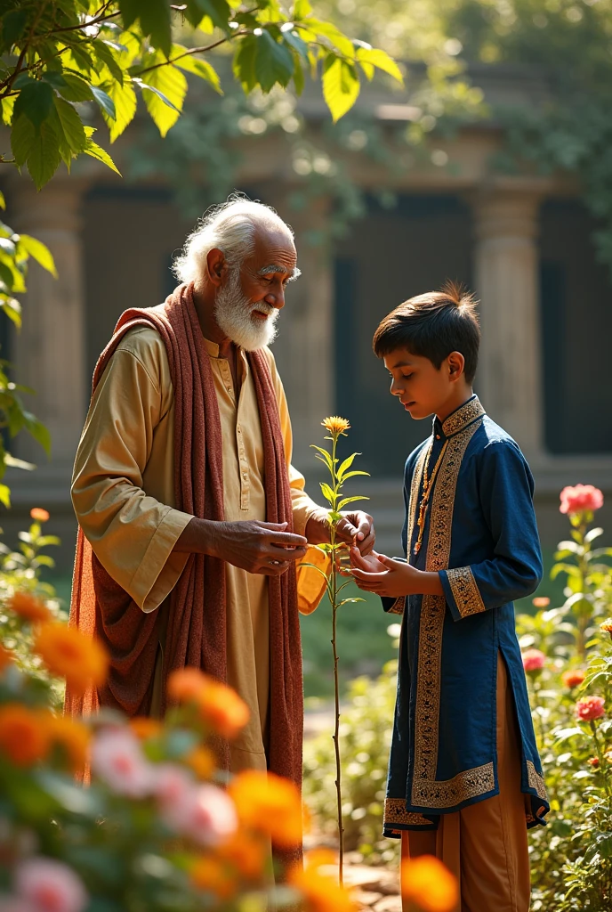 Then the Indian old man stood by that small plant and began to explain something to that Indian Mel Prince.