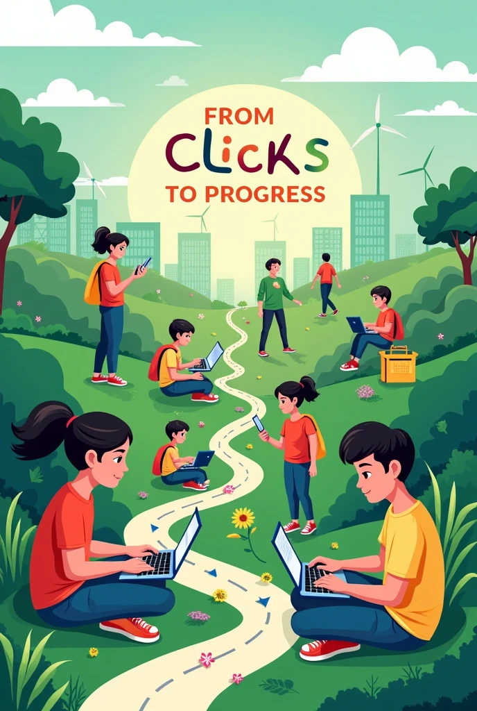 For a aymbolic poster making contest. Make symbolic poster using the theme “ From Clicks to Progress: Youth Digital Pathways for Sustainable Development“