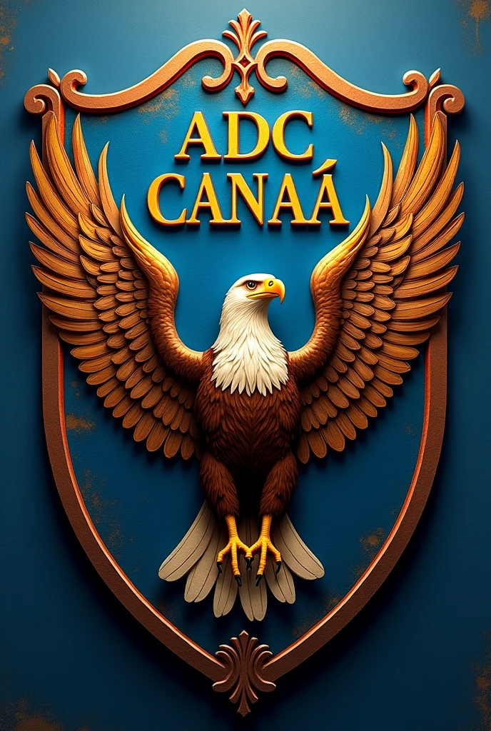 Create a shield with an eagle in the middle and written on top ADC CANAÃ without N at the end, just Ã