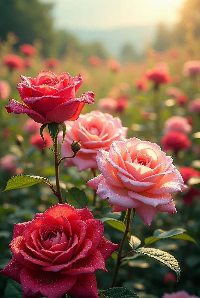Many roses sparkle