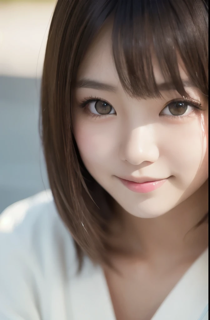 best quality, face focus, soft light, ultra high res, (photorealistic:1.4), RAW photo,(Shinozaki Ai), white skin, kawaii, 1 Japanese girl, solo, cute, (smile), (pupil, lights in the eyes), detailed beautiful face, Medium-sized breasts,(high resolution detail of human skin texture),(long hair),(portrait), upper body, white traditional kimono