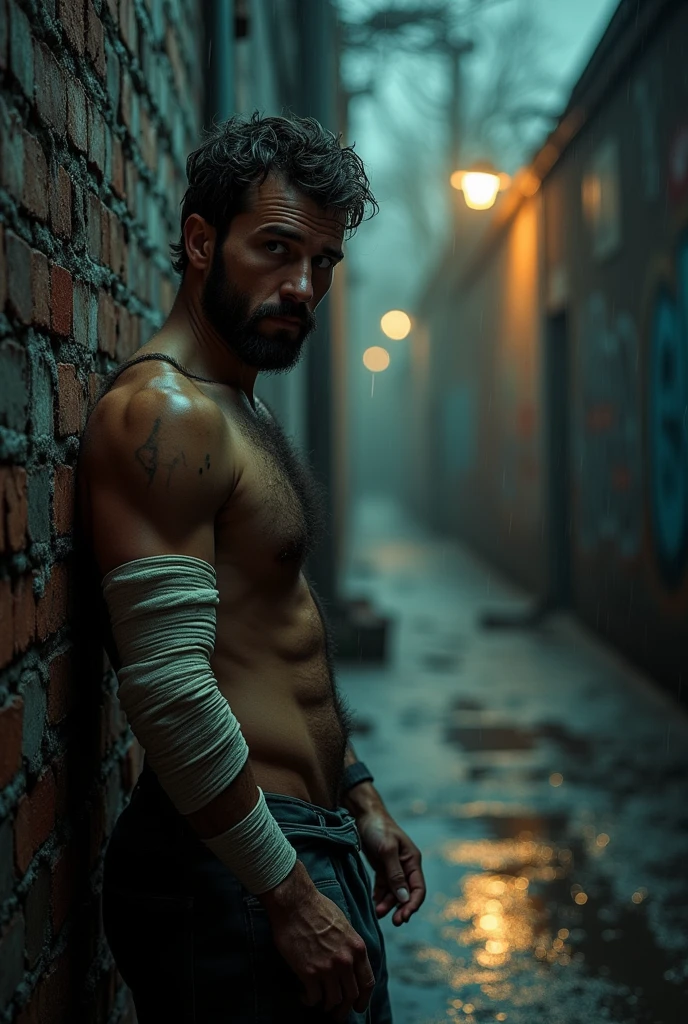 a man with a wounded appearance