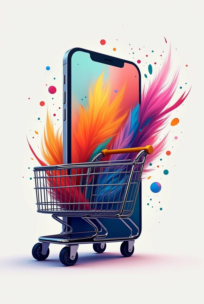 Create a logo that has a phone, a wall art , a trolley cart.