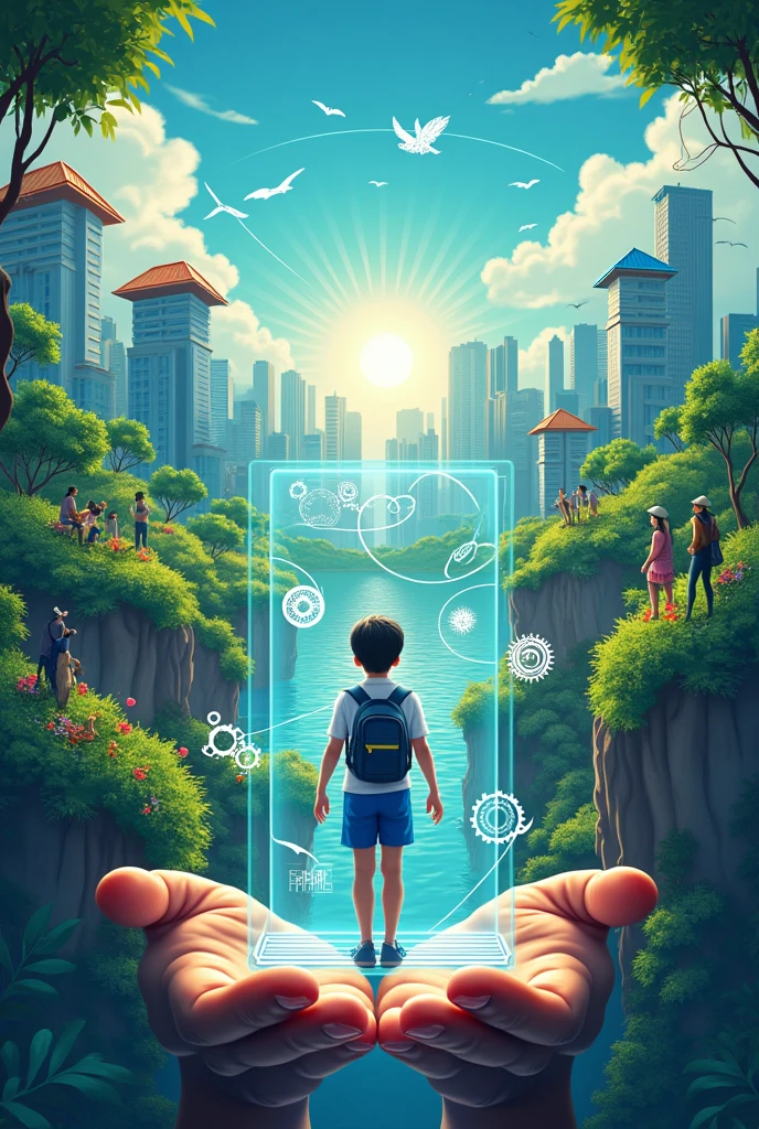 For a aymbolic poster making contest. Make a super symbolic poster using the theme “ From Clicks to Progress: Youth Digital Pathways for Sustainable Development“ Make it powerful 