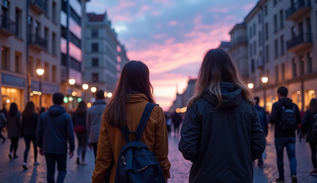 people wandering the streets and looking up at the sky, searching for meaning