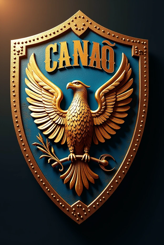 Create a shield with an eagle in the middle and written on top ADC CANAÃ without N at the end, just Ã