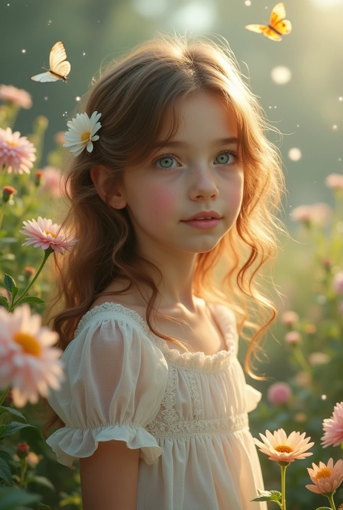 Make a girl with angelic face with aesthetic vibes