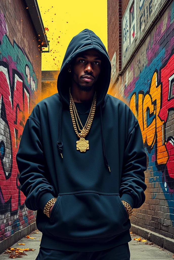 Cover art for an urban Rap theme with walls full of graffiti 