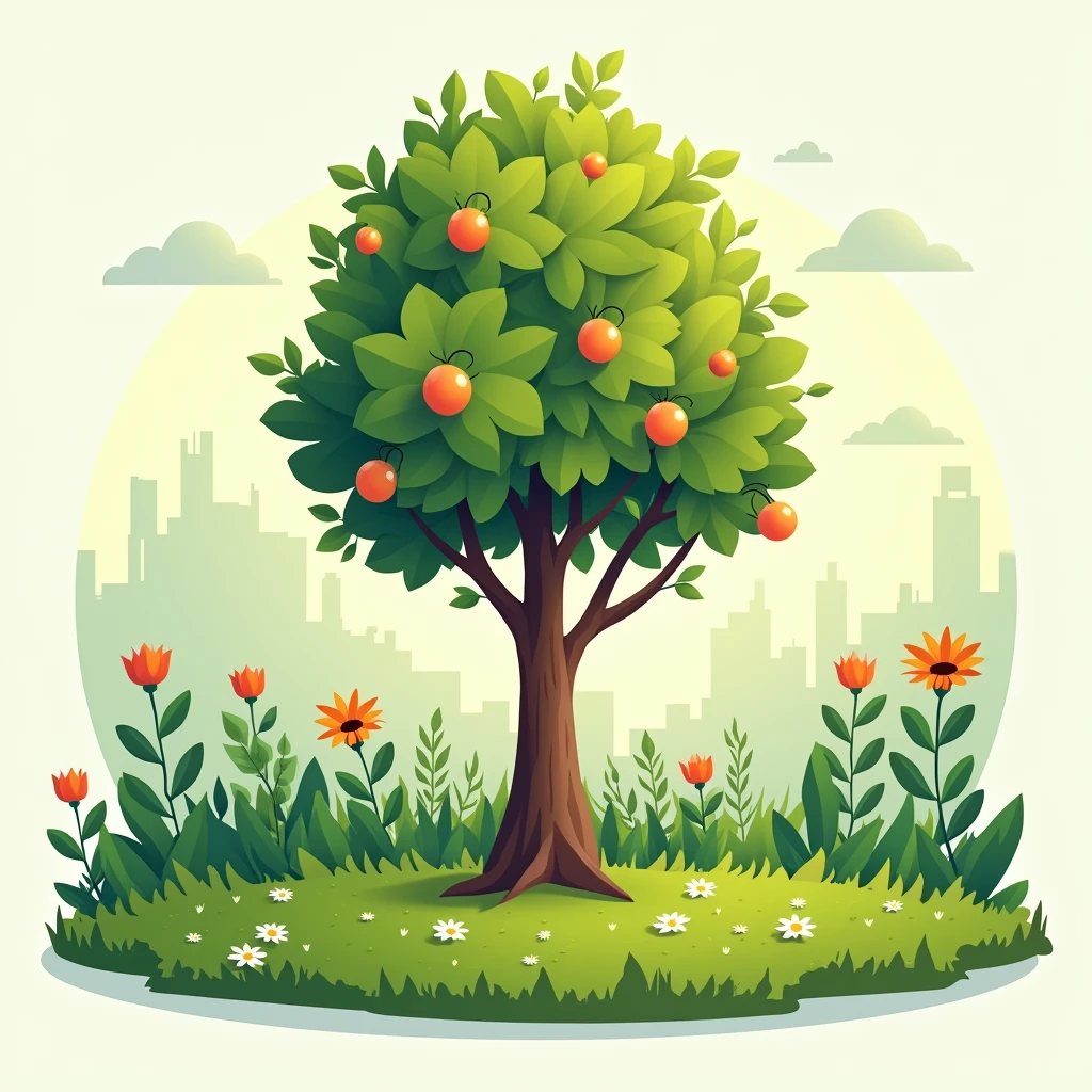 modern style,Flat设计,plant,nature,Tree,flower,Grass,Environmental friendly,fruit,Flat