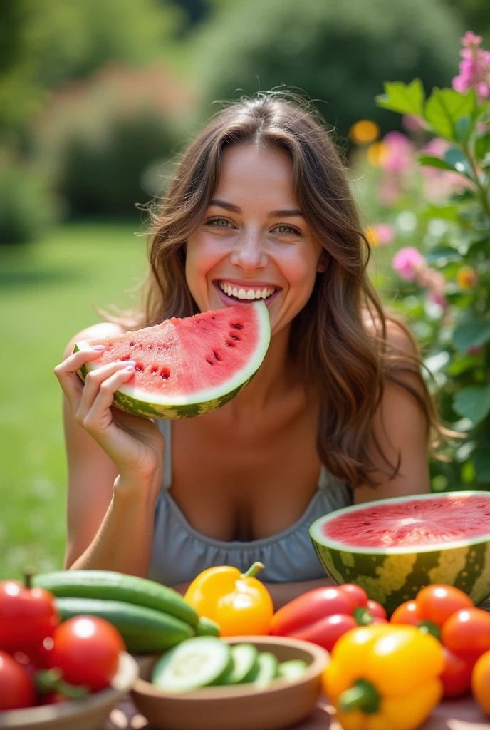 Show me a perfect smile, where they eat fruits and vegetables 