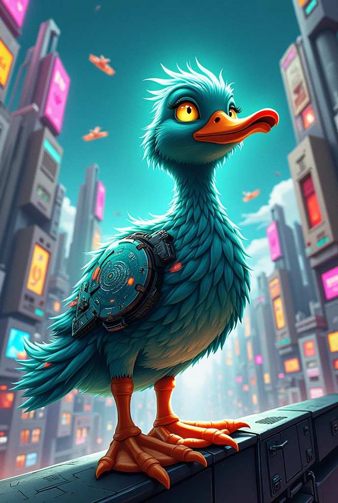 Create a sci-fi character based on a metahuman duck 