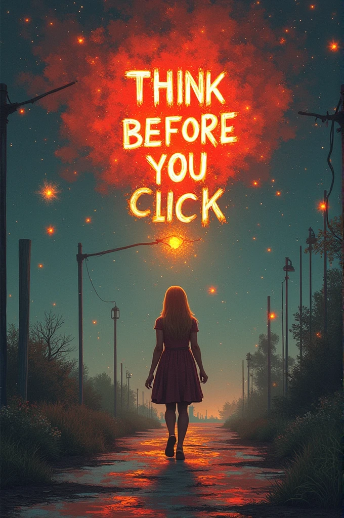 a poster about "think before you click" with its effects