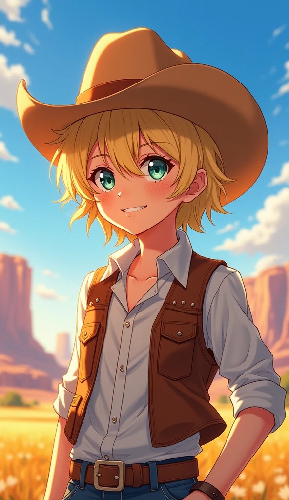 One person, chest, smile, Blonde, 大きなchest, Cowboy Shot, anime, High resolution, 最high quality, high quality, Textured skin, Shortcuts, 