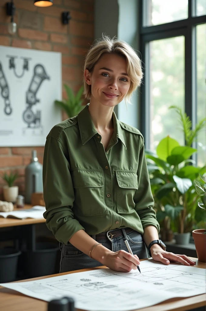 Generate a image of design engineer who always thinks about sustainability during designing