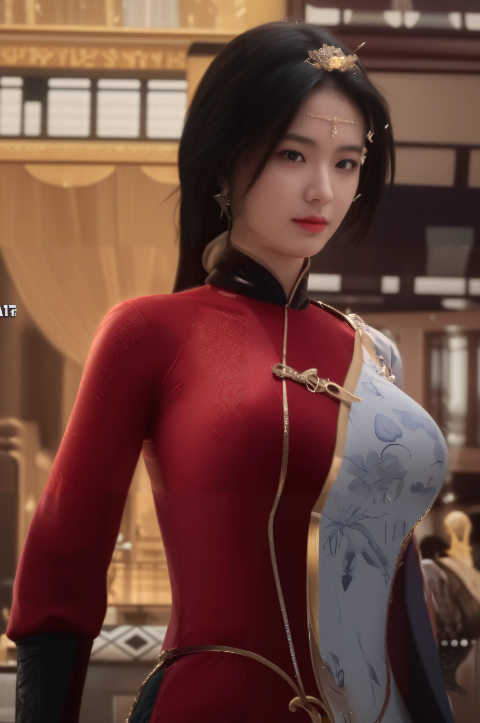 Asian, Chinese style, cheongsam, black silk, temptation, underwear