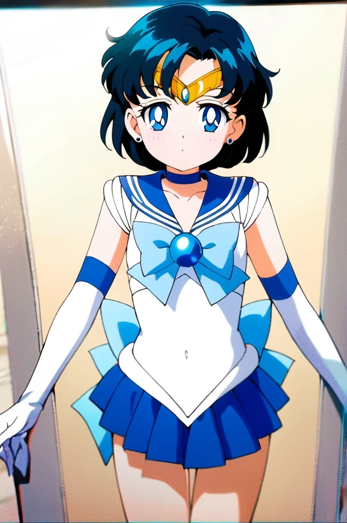 score_9, score_8_up, score_7_up, score_6_up, score_5_up, score_4_up, source_anime,
(masterpiece:1.3),(highest quality:1.4),(Super detailed:1.5),8k,High resolution,an extremely delicate and beautiful,Official Art,Perfect Anatomy,(anime_screencap:1.11),(90s anime,90s anime style,Cel-shaded anime:1.47),anime coloring,(1girl:1.5),
((aamercury:1.52)), short hair, blue hair, tiara, earrings, blue eyes, blue choker, blue sailor collar, blue bowtie, white shirt, elbow gloves, white gloves, pleated skirt, blue skirt, bare legs,((very young child:1.52)),