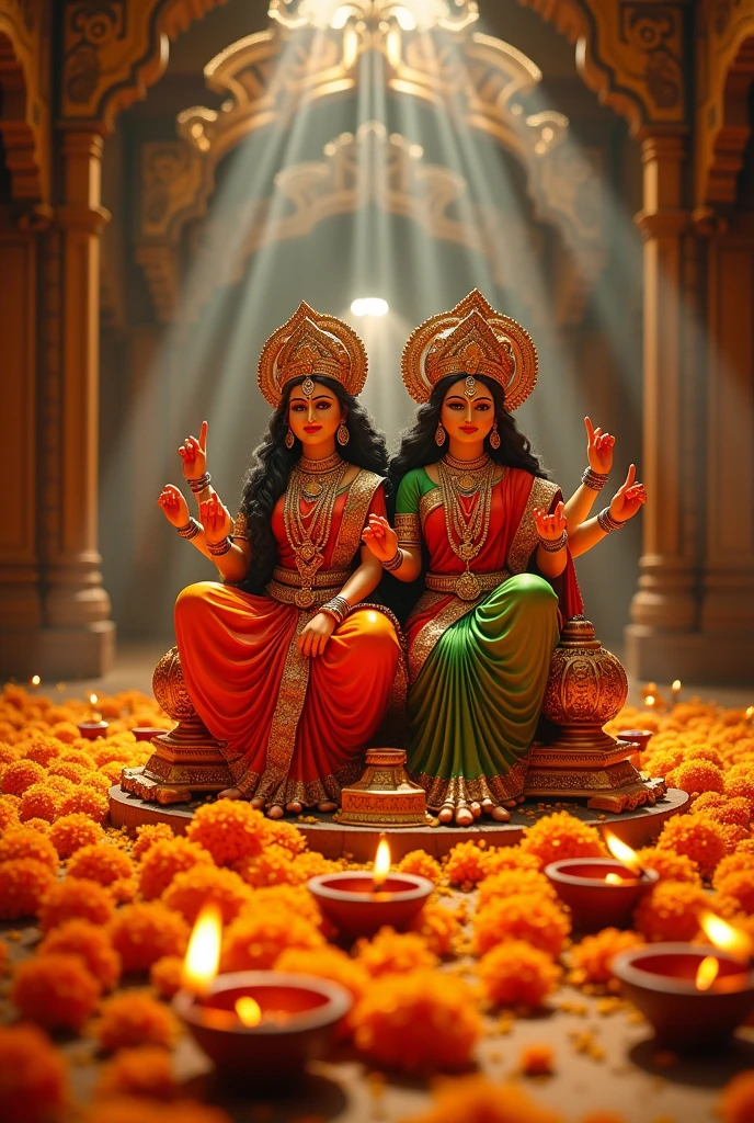 generate a photo of Laxmi Narayan with the caption " Laxmi Narayan Puja committee Dihasahi"