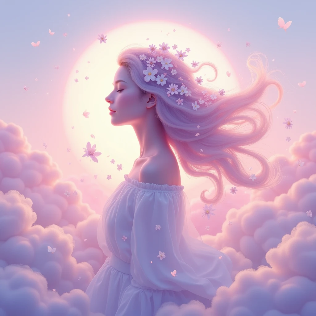 Relaxing and beautiful illustration、Profile icon-like image