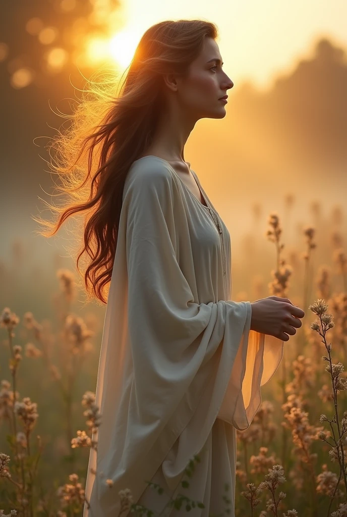 woman、spiritual、Brown Hair、The face is facing forward