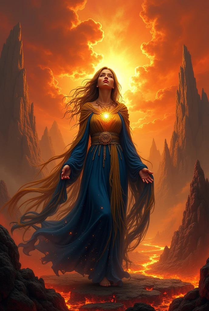 Create a hell, a sky and a woman who helps souls find redemption
