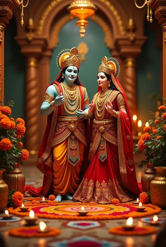 generate a photo of Laxmi Narayan with the caption " Laxmi Narayan Puja committee Dihasahi"