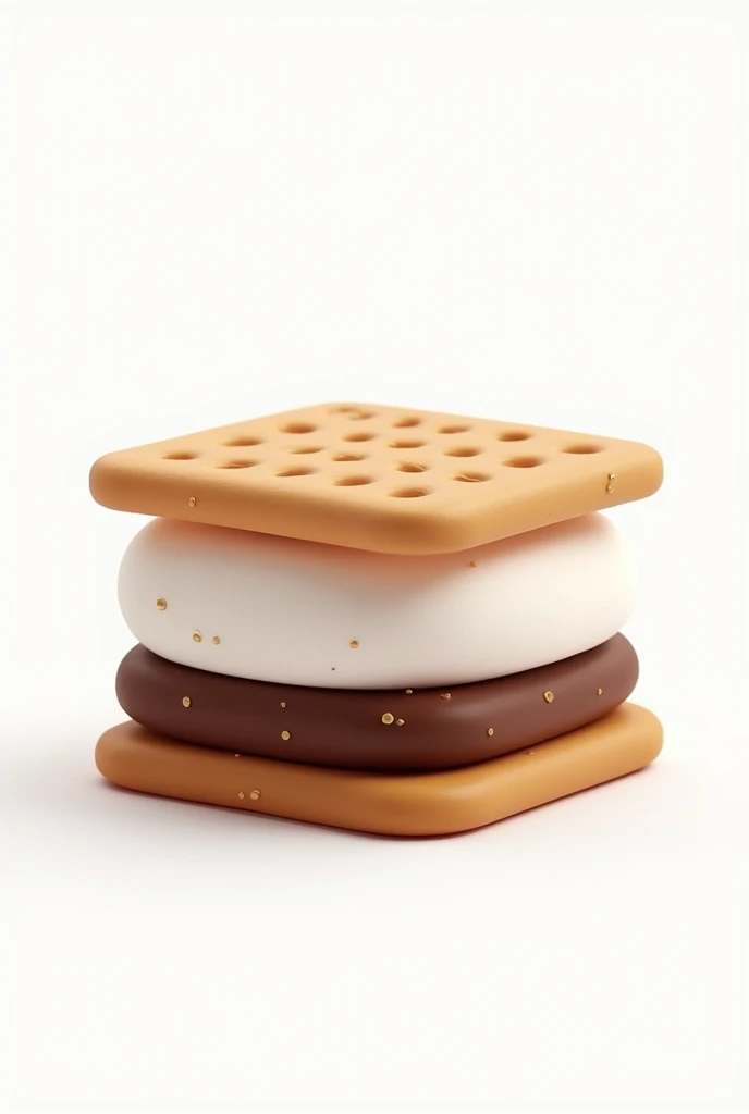 Cute plastic cartoon 3d S'more Icon in white background with no face on it