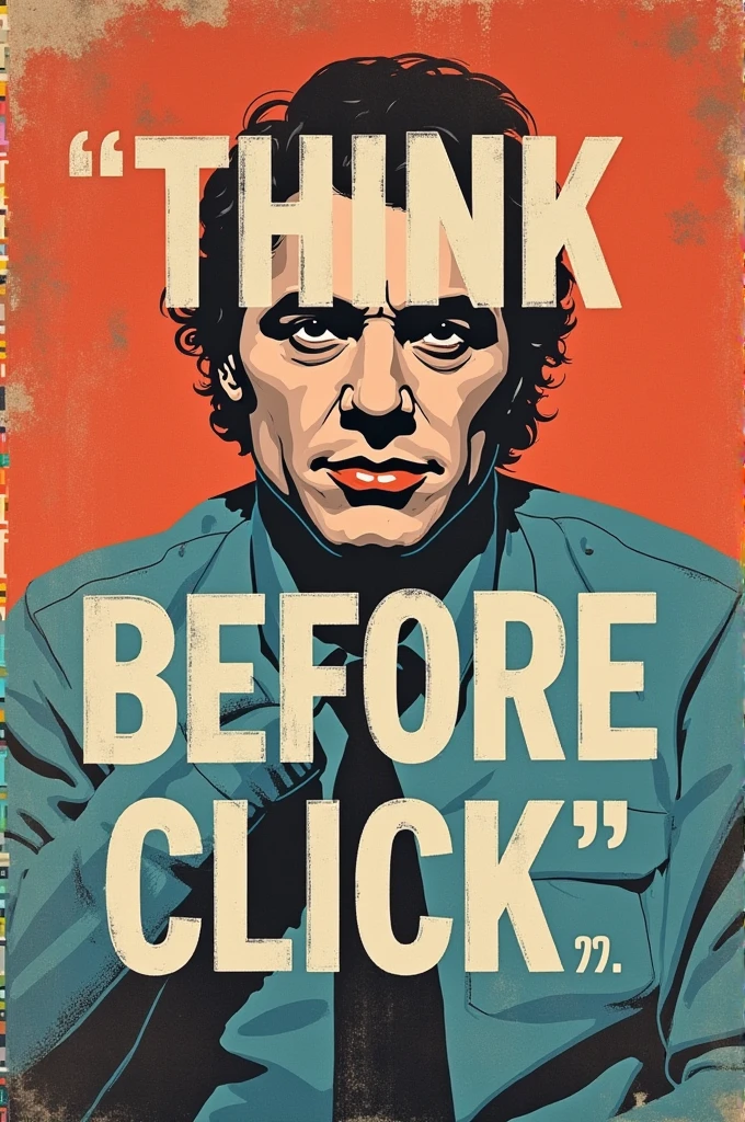 a poster about "think before you click" with its effects