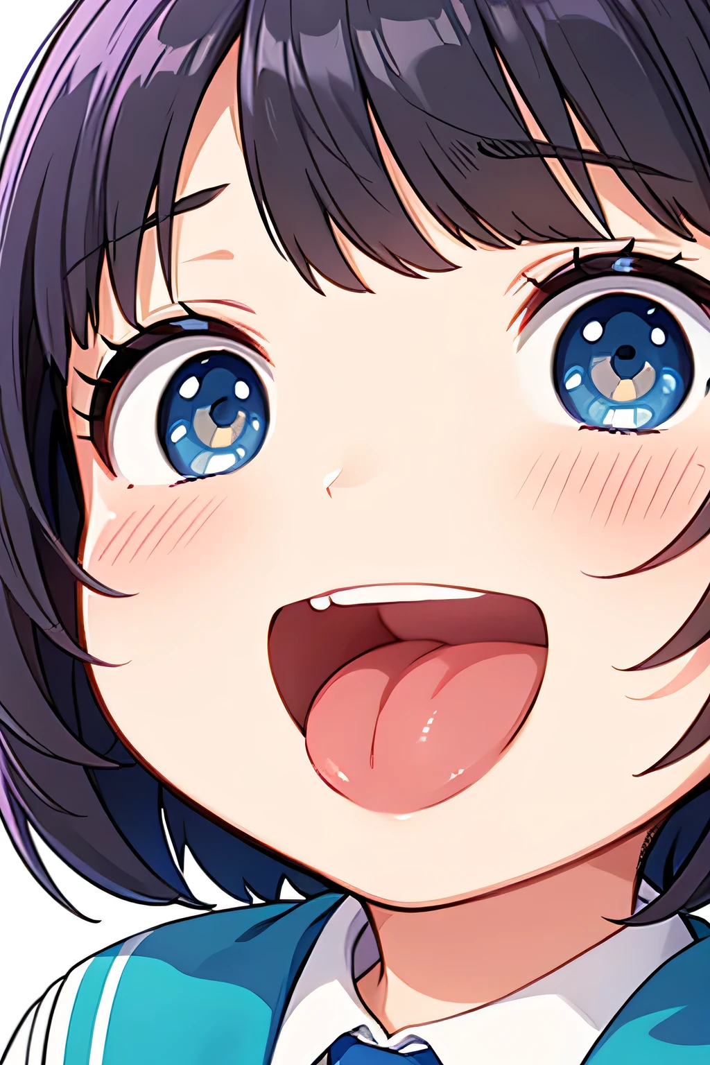 In the mouth tongue odor Primary school students Face close-up smile In the mouth