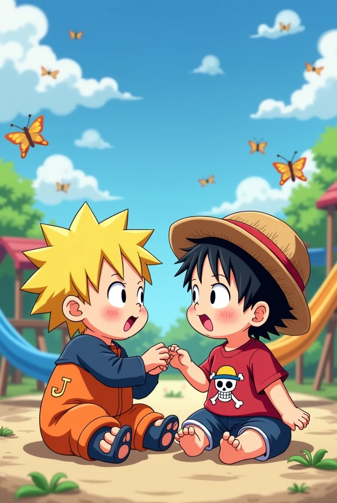 Naruto and luffy classic cute  