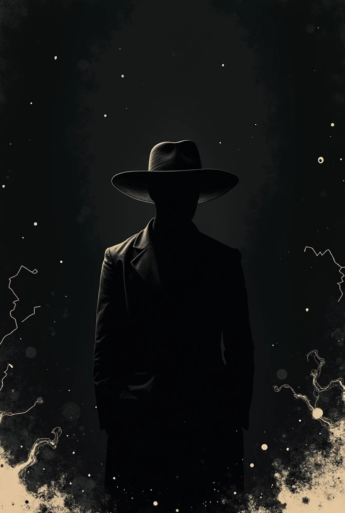 Create a book cover for a poetry book,
Which show three filters of the human life
Such as happy sad and fake,
Keep a dark comic vibe with minimalistic characteristics with a little mysterious man with no face and a hat make the background black