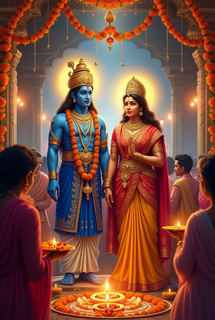 generate a photo of Laxmi Narayan with the caption Laxmi Narayan Puja committee Dihasahi