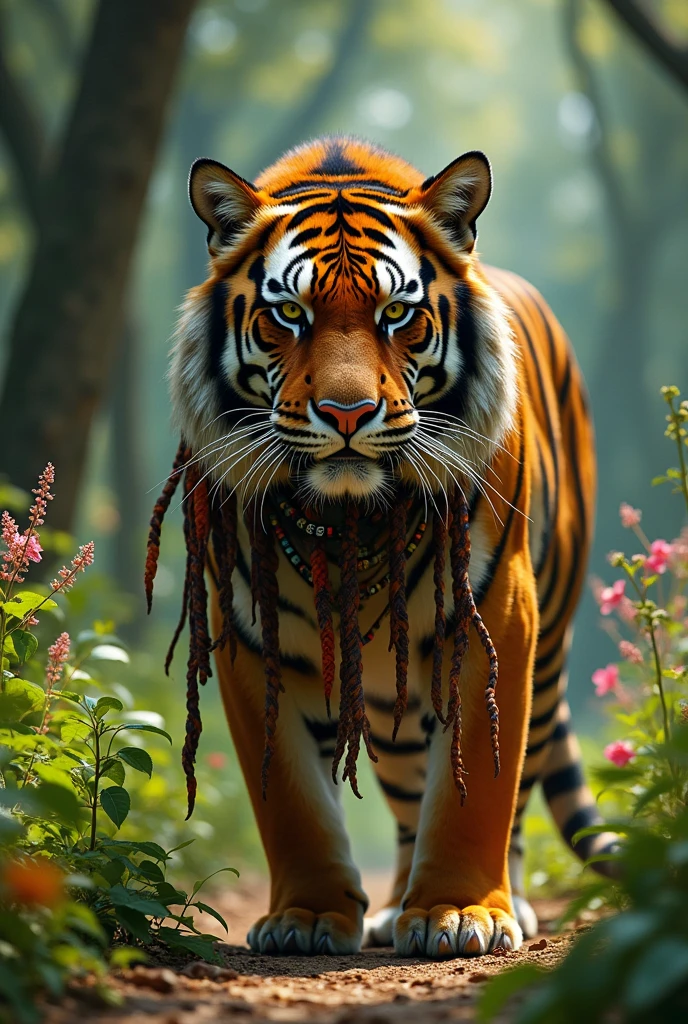 A tiger with braids