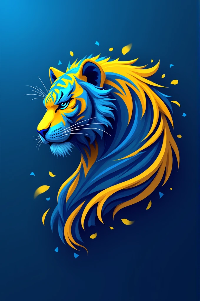 Creer un logo en blue et jaune en form tigue sou le non king bblon