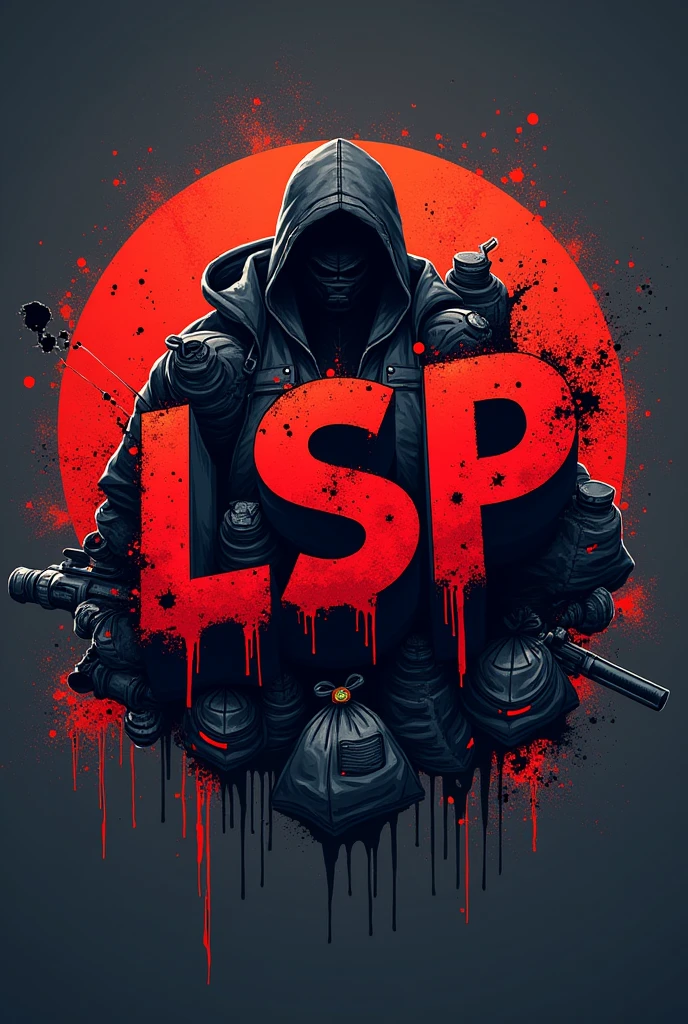 The cs team icon with the name lsp must be cool, with the mark of stolen bag, with the obvious gunfight mark and the lsp name! It is required that the overall circle and the lsp have graphic art changes, the background characters are simple, the lsp letters are required to be deformed, similar to the art form of gun, and the letters are not too rigid. I want a logo that can be used as a team avatar, as long as there is only an lsp