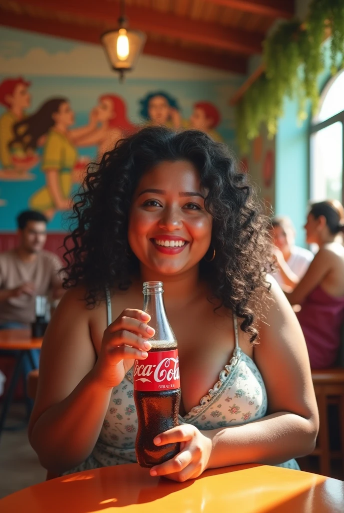 Create a fat brunette with a Coca-Cola