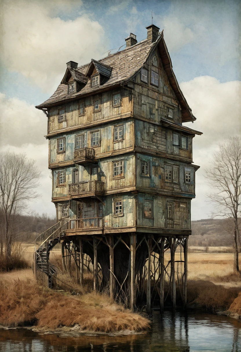 A captivating, award-winning 4K 3D high-definition image of a unique building designed to resemble a man's head. The intricate anddetailed plumbing system visible on the structure is a marvel of architectural ingenuity. The artwork pays homage to a diverse range of artists, including Jamie Heiden, Peter Doig, Renoir, Pol Ledent, Endre Penovac, Gustave Loiseau, Arthur Rackham, Doug Chinnery, and Maud Lewis. The scene is rendered in a beautiful watercolor and ink style, showcasing an incredible view that blends reality and fantasy.
