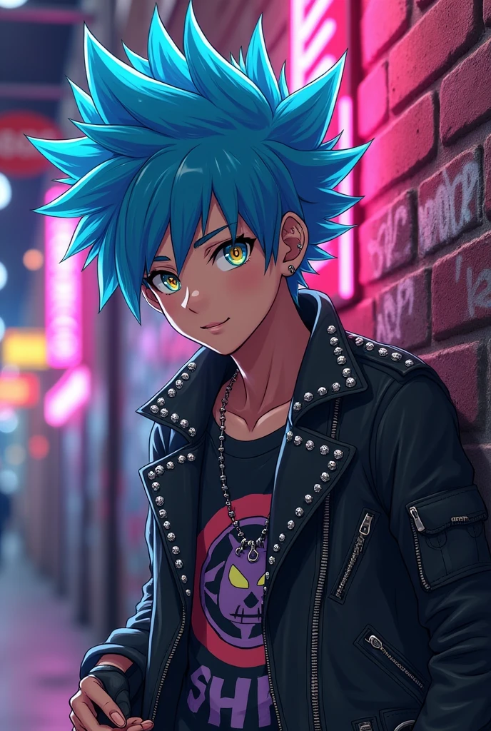 Anime boy with a punk rock hairstyle