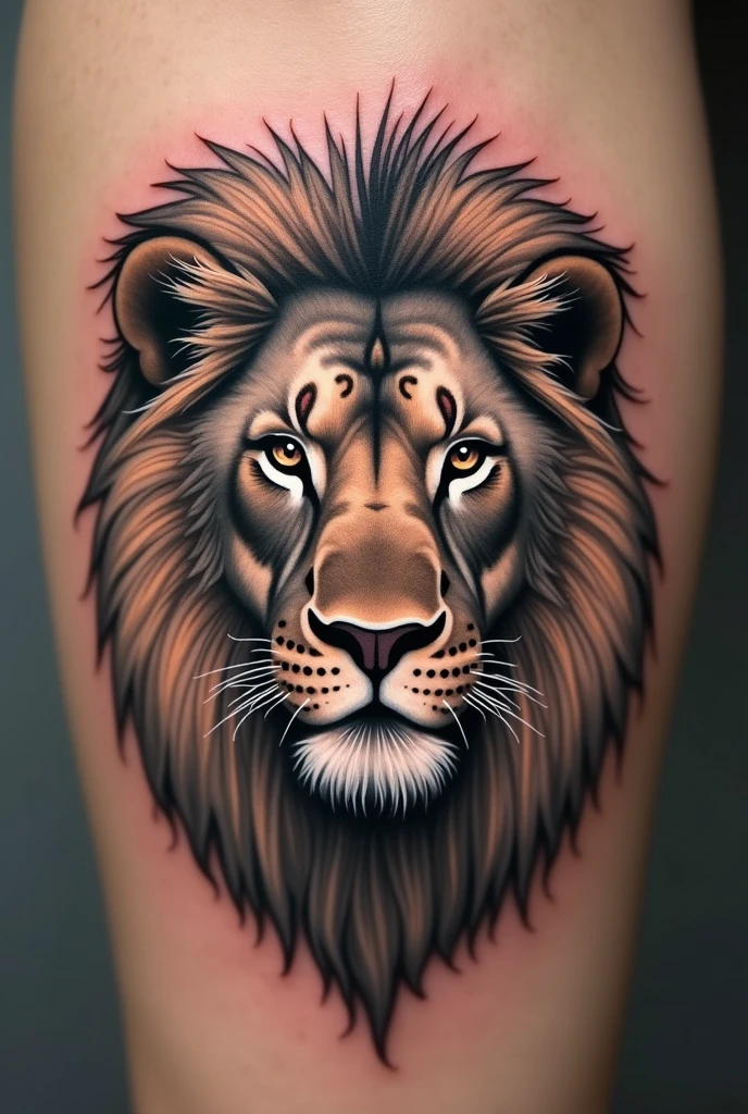 Une lionne avec deux lionceaux pour tatouage

