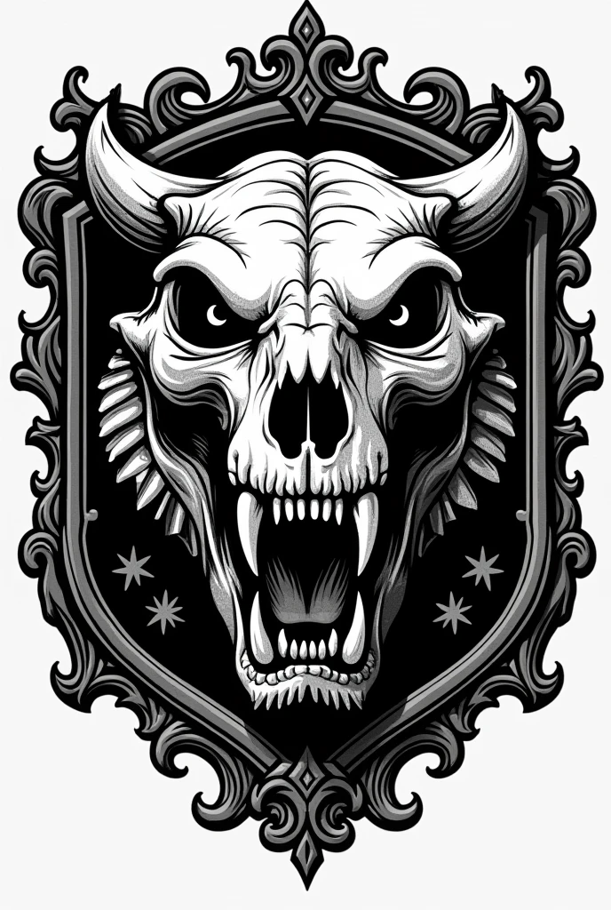 vector art,logomark,saber-toothed tiger skull、outlaw、symbol、Biker Patch、black and white、vintage style、(t-shirt design)、Masterpiece realistic volumetric light,emblem