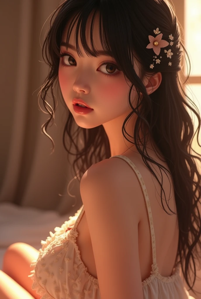 {{{{{3,318 trillion pixels high resolution, vivid filter, nsfw, A girl I thought was still very young showed her panting face and ample breasts so I gave her an aphrodisiac to make her look even sexier and her innocent appearance was tinted with a sexy aura, Realistic scenery and lovely nudity Japanese girl in a romantic Cylindrical crystal sparkling herbarium filled with flower oil, She's drastically panting, unhooking her bra to reveal her nipples and full tits, thicken the lips look pretty, Her fluffy skin and curvy back, Boobs are fluffy and bouncy, Tits that get rounder bigger}}}}}, {{{{{detail of The panting face of a neat and cheerful girl loved by everyone, Her cute supple legs and romantic panting Inside a sparkling herbarium in female hormones oil depicted in detail, in detail her cute bra hook, Trapping her in a cylindrical glittering herbarium and pouring in oils that remake her young and pretty and sexy, The young girl turns sexy as she kneels and moans and turns into the female hormones that run through her body, The bulge in the side of the breast is too cute, sideboob}}}}},{{{{{The hormones in the sparkling herbarium cause the innocent girl to change rapidly tits swelled up to huge gazongas form two beautiful mountains revealing a tight cleavage, It's too cute and innocent to see her go into her own world panting, All the sexiness that's amplified inside her makes her panting, Cuteness preserved forever shining in exchange for life from her, her beautiful slender underbust, slender curvy cute waistline, an lewd fetish for lips and necks and waistlines, her clearer nip line from underbust to hips, gloomy straight wig, thick vivid lips}}}}},{{Extremely detailed}},{{{{{heroine girl's Sexually unused body with pure and innocent aura}}}}}