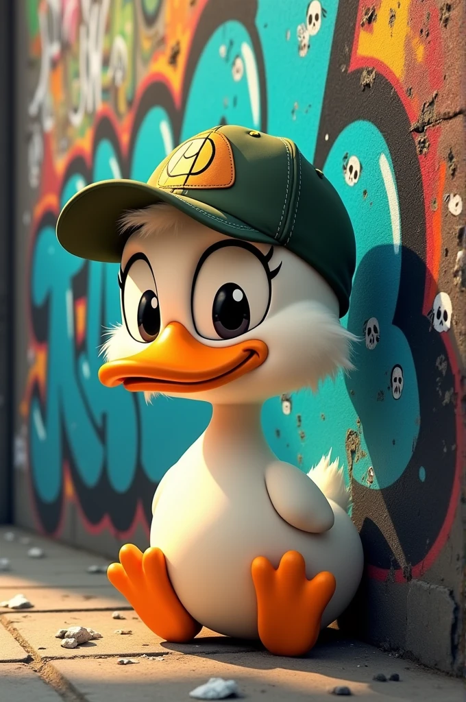 Cute duck,darkside,skull,cartoon,baseball brat,street,gold