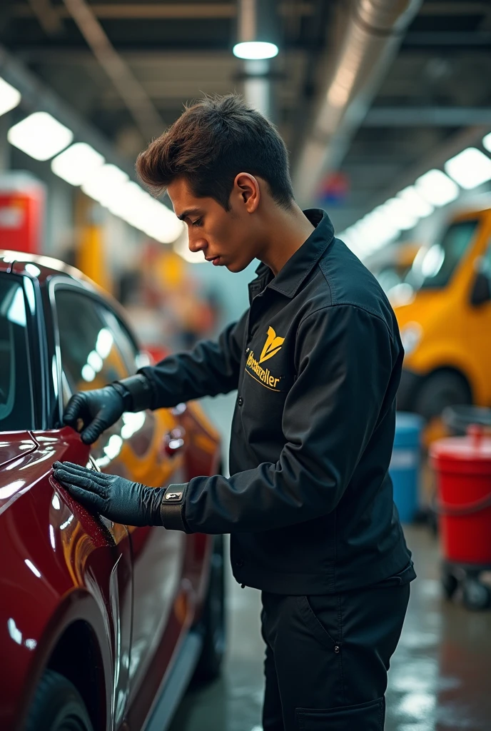 A young car detailer and put a logo 'Youngdetailer' 