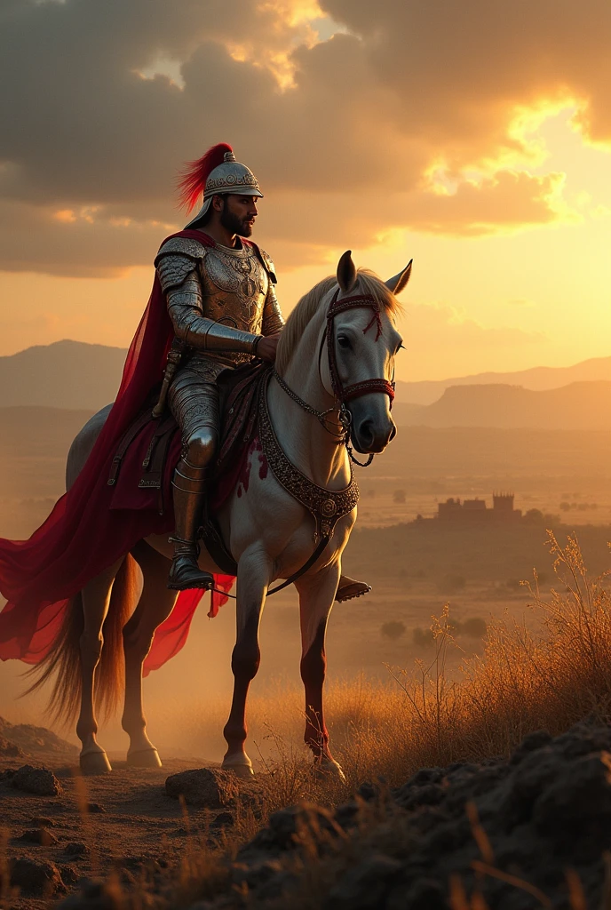 Create an image where maharana Pratap is crying because his brave horse chetak is bleeding in his leg