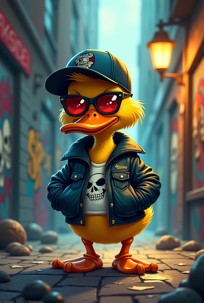 Cute duck,darkside,skull,cartoon,baseball brat,street,gold,mystic 
Touch,leather jacket,Baseball Cap,sunglasses,grafitti