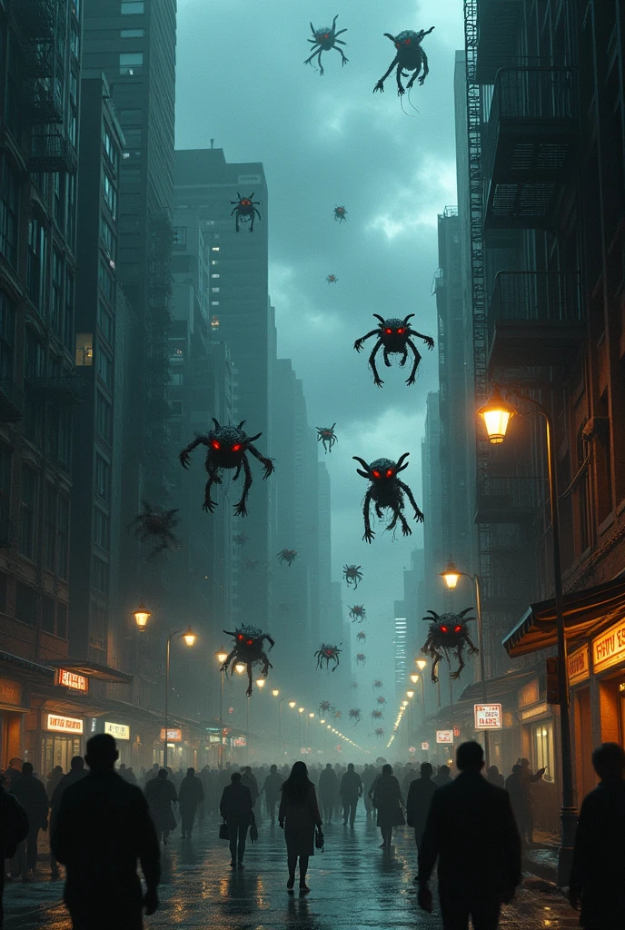 Create a tiny horror creepers e.g small very horror monsters attacking big cities of the world