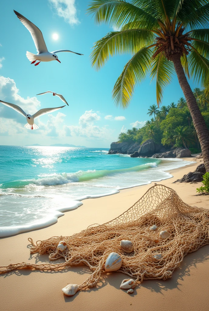 A single image of a net on the edge of a beach 